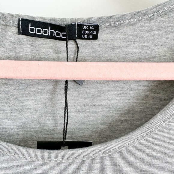 NWT Boohoo Light Gray Long Sleeve Bodycon Mini Dress sz S/M - Picture 7 of 8